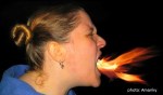 fire breathing woman